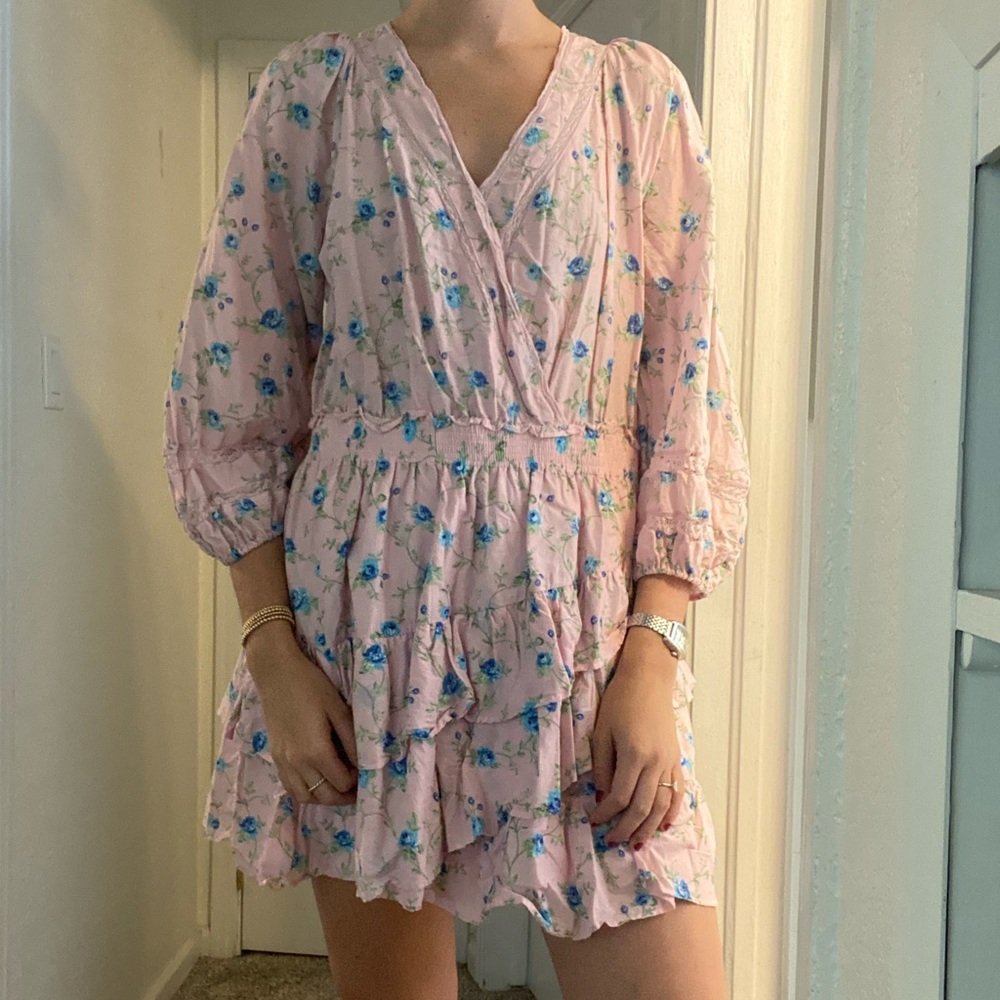 LoveShackFancy longsleeve mini ruffle dress